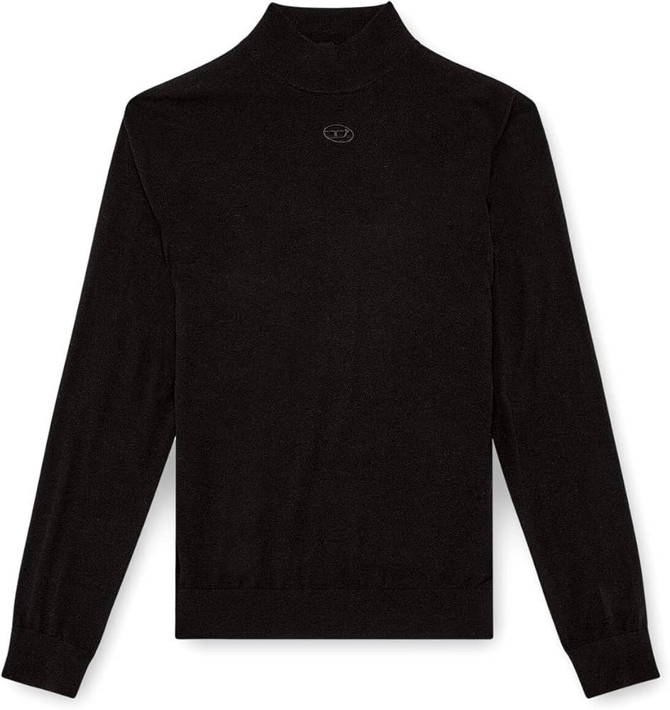 DIESEL タートルネック 半袖ニット ブラック DIESEL（ディーゼル）の「レディース 半袖ニットトップス Dロゴ